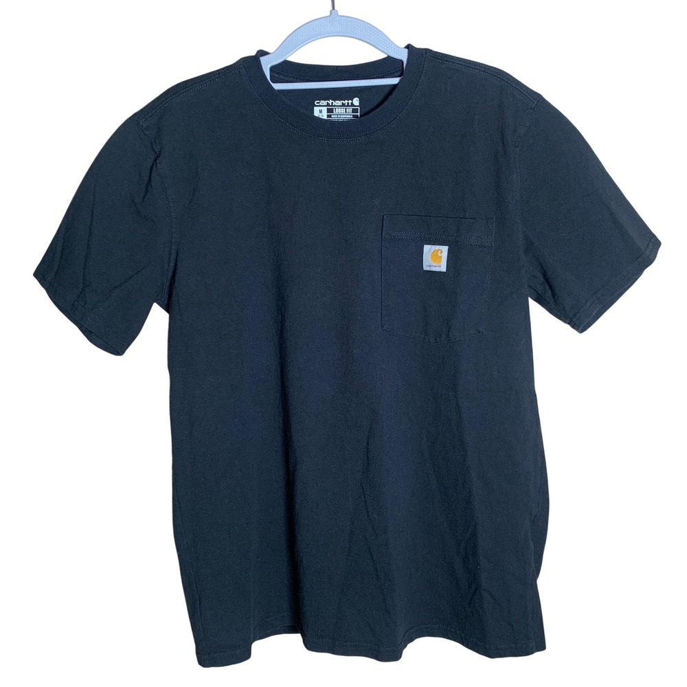 Carhartt Pocket T-Shirt Mens Medium Black Excellent K87-W Loose Fit Cotton Tee